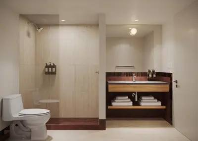 a bathroom with a toilet and a sink at All Inn in Denver