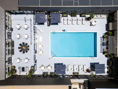an overhead view of a swimming pool on a building at DoubleTree by Hilton Denver Cherry Creek, CO in Denver