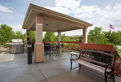 a pavilion with a bench on a deck at Sonesta Simply Suites Denver West Federal Center in Lakewood