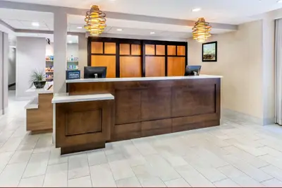 a lobby of a hospital with a reception desk at Homewood Suites by Hilton Denver - Littleton in Littleton