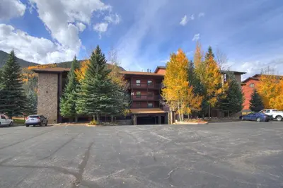 a parking lot in front of a building at 241C Mountain Side Condo in Frisco