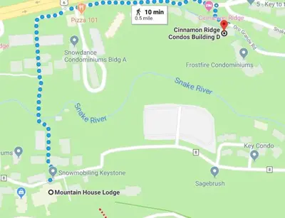 a map of a city with a soccer field at C213 Cinnamon Ridge Condo in Keystone