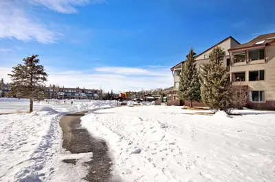 a street covered in snow with houses and trees at 1710 the Willows Condo in Snake River Health Services Incorporated Heliport
