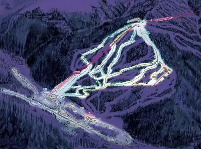 an aerial view of a ski resort at night at 18 Autumn Brook Condo in Keystone
