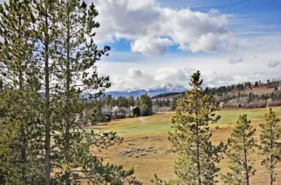 a view of a house in a field with trees at 2130 Pines Condo in Keystone