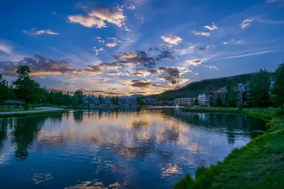 a view of a river at sunset at Lenawee 1747 in Keystone