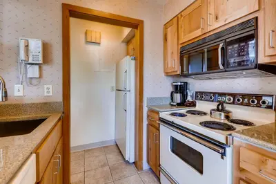 a kitchen with a stove and a refrigerator at Lenawee 1747 in Keystone