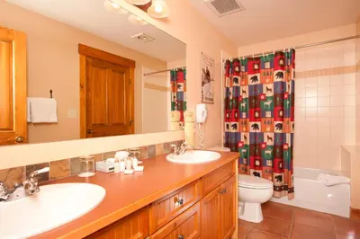 a bathroom with a sink and a toilet and a shower at Springs 8848 in Keystone