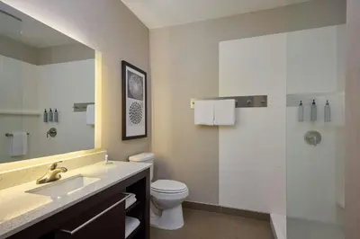 a bathroom with a toilet and a sink and a shower at Residence Inn by Marriott Denver Southwest/Littleton in Littleton