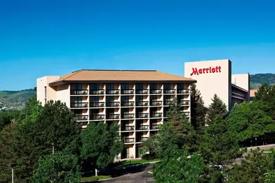 a hotel with a sign on the side of it at Denver Marriott West in Golden