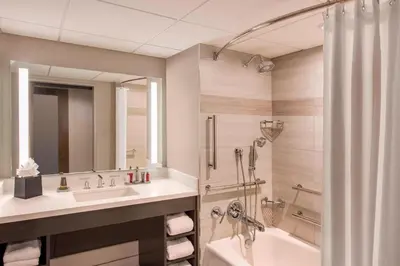 a bathroom with a tub and a sink and a shower at Denver Marriott Tech Center in Greenwood Village