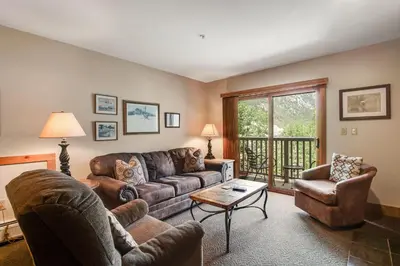 a living room with a couch and chairs and a table at Red Hawk Lodge 2286 in Dillon