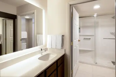 a bathroom with a sink and a shower at Residence Inn by Marriott Boulder Broomfield in Louisville