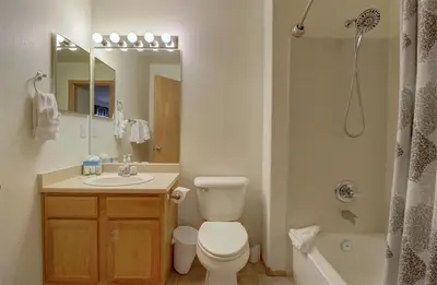 a bathroom with a toilet and a sink and a shower at A5 Gore Trail Condo in Silverthorne