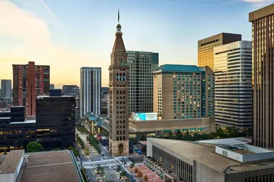 a view of a city skyline with a clock tower at The Westin Denver Downtown in Denver