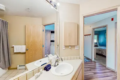 a bathroom with a sink and a mirror at Watch Hill in Silverthorne