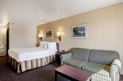 a hotel room with a bed and a couch at Americas Best Value Inn & Suites Ft Collins E at I-25 in Fort Collins
