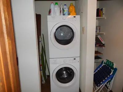 a washer and dryer in a laundry room at Timber Ridge Building B, Unit 2 in Winter Park