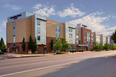 a building on the side of a street at SpringHill Suites Denver at Anschutz Medical Campus in Aurora