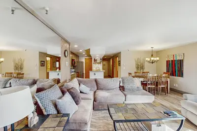 a living room with a couch and a dining room at La Bonte Leisure Beauty in Dillon