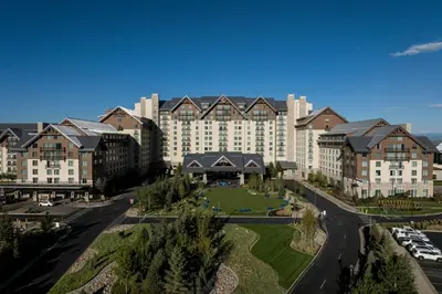 an aerial view of a large hotel at Gaylord Rockies Resort & Convention Center in Aurora