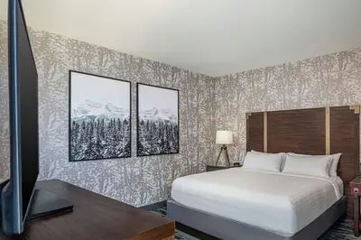 a bedroom with a bed and a flat screen tv at Gaylord Rockies Resort & Convention Center in Aurora