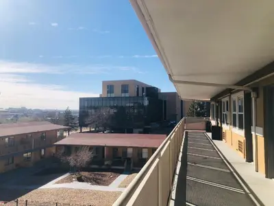 a view from the balcony of a building at Budget Inn Denver Downtown in Denver