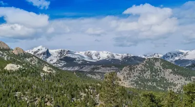 a view of a mountain range with snow covered mountains at Serenity Condominium 3 Bedroom condo in Estes Park