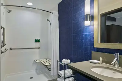 a bathroom with a tub and a sink and a shower at SpringHill Suites by Marriott Denver Downtown in Denver