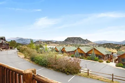 a view of a town with houses and a parking lot at Mount Chapin S4 Condo in Estes Park