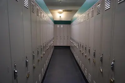 a row of lockers in a locker room at The Vintage Hotel in Winter Park