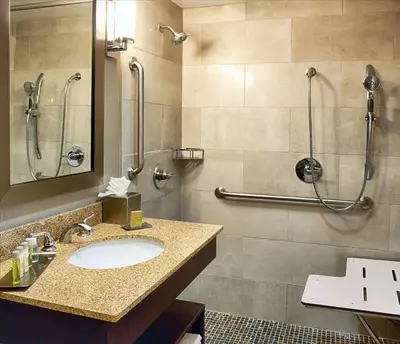 a bathroom with a sink and a shower at DoubleTree by Hilton Denver/Westminister in Westminster