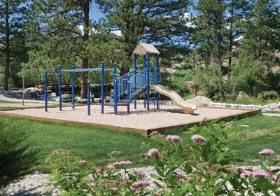a playground with a slide in a park at WorldMark Estes Park in Estes Park