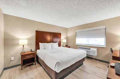 a hotel room with a large bed and a window at Comfort Suites Lakewood - Denver in Lakewood