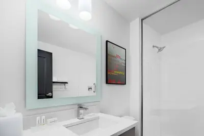 a bathroom with a sink and a mirror at TownePlace Suites by Marriott Loveland Fort Collins in Loveland