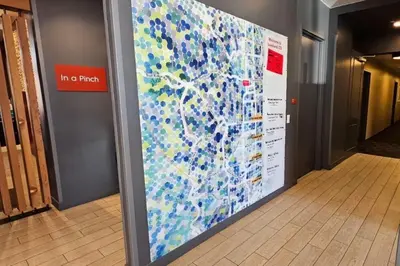 a large map on a wall in a hallway at TownePlace Suites by Marriott Loveland Fort Collins in Loveland