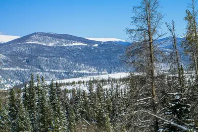 a snow covered mountain with trees and mountains at Watch Hill 216 in Silverthorne