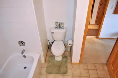 a bathroom with a toilet and a bath tub at Forest Park 3 bed 4 Bath Twnhm HTJM in Silverthorne