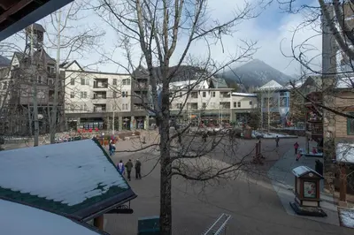 a view of a town with a snow covered street at Arapahoe Lodge 1 Bed 2 Bath ALJD in Keystone