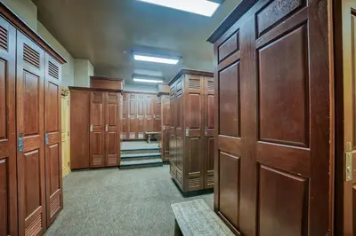 a row of wooden lockers in a locker room at Buffalo Lodge 3 Bed 3 Bath BLCD3 in Keystone