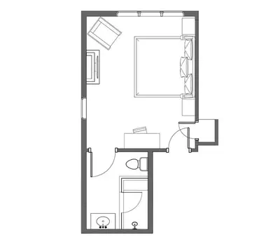 a floor plan of a small apartment at Edwards House in Fort Collins