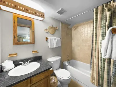 a bathroom with a sink and a toilet and a tub at Bb103 Buffalo Village 2Br 2Ba Condo in Silverthorne
