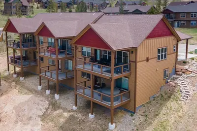 an overhead view of a house with a roof at Rendezvous 47 Lookout Point in Fraser