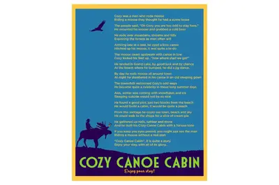 a poster for a canyon cabin with a camel and a bird at Dog-Friendly Cabin in the Heart of Grand Lake! in Grand Lake