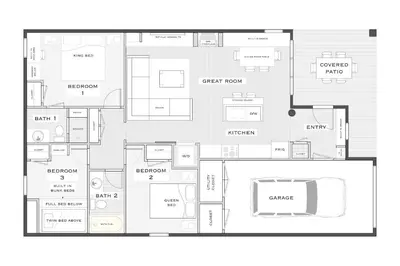 a floor plan of a house at Fireplace and Deck Modern Cabin in Grand Lake! in Grand Lake