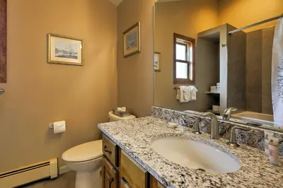a bathroom with a sink and a toilet at Half-Mi to Copper Mtn Slopes Frisco Unit with Loft in Frisco