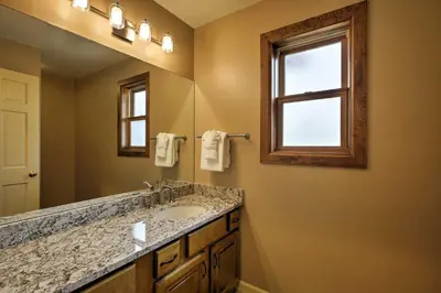 a bathroom with a sink and a mirror at Half-Mi to Copper Mtn Slopes Frisco Unit with Loft in Frisco