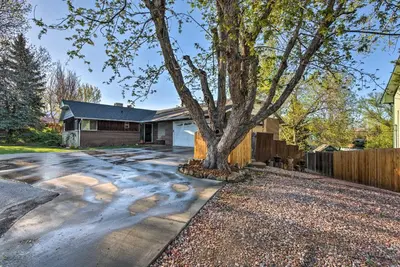 a house with a tree in the driveway at 11 Mi to Denver Zoo Lakewood Studio with Fire Pit! in Lakewood