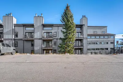 a large building with a tree in front of it at Relax in our hot tub after world class skiing in Silverthorne