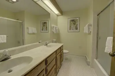 a bathroom with a sink and a toilet and a mirror at 432 Marina Place condo in Dillon